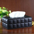 Leather Tissue Box Holder Rectangular Tissue Dispenser for Living Room Home - White