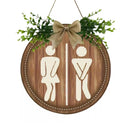Round Restroom Door Sign with Bow and Greenery 23 x 23 cm - 1 Piece