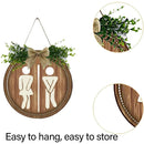 Round Restroom Door Sign with Bow and Greenery 23 x 23 cm - 1 Piece