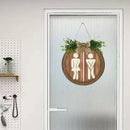 Round Restroom Door Sign with Bow and Greenery 23 x 23 cm - 1 Piece