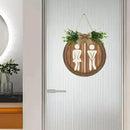 Round Restroom Door Sign with Bow and Greenery 23 x 23 cm - 1 Piece