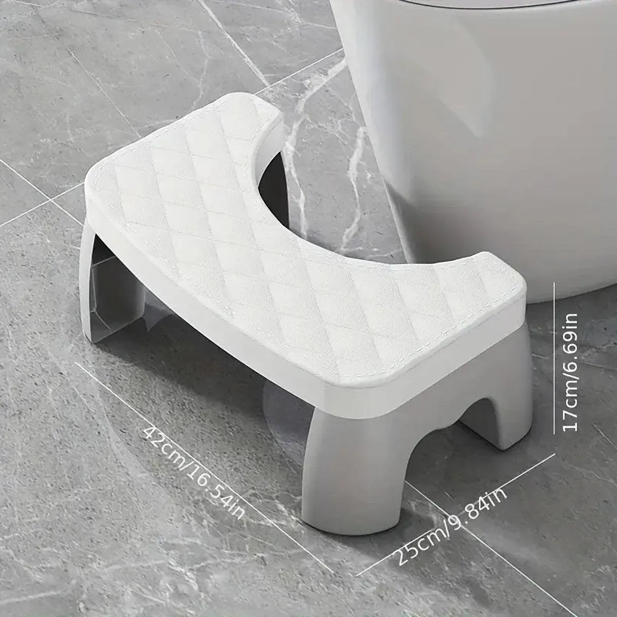 Toilet Stool Anti-Slip Bathroom Footstool for Home Use with Stable Support Design - White