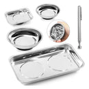 5PCS Stainless Steel Tool Tray Storage Set with Strong Iron-Grip Sturdy for Garage Workshop