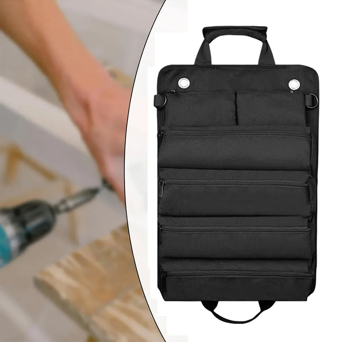 Portable Car Hardware Tool Kit Durable Oxford Bag for Vehicle Emergency Repair - Khaki