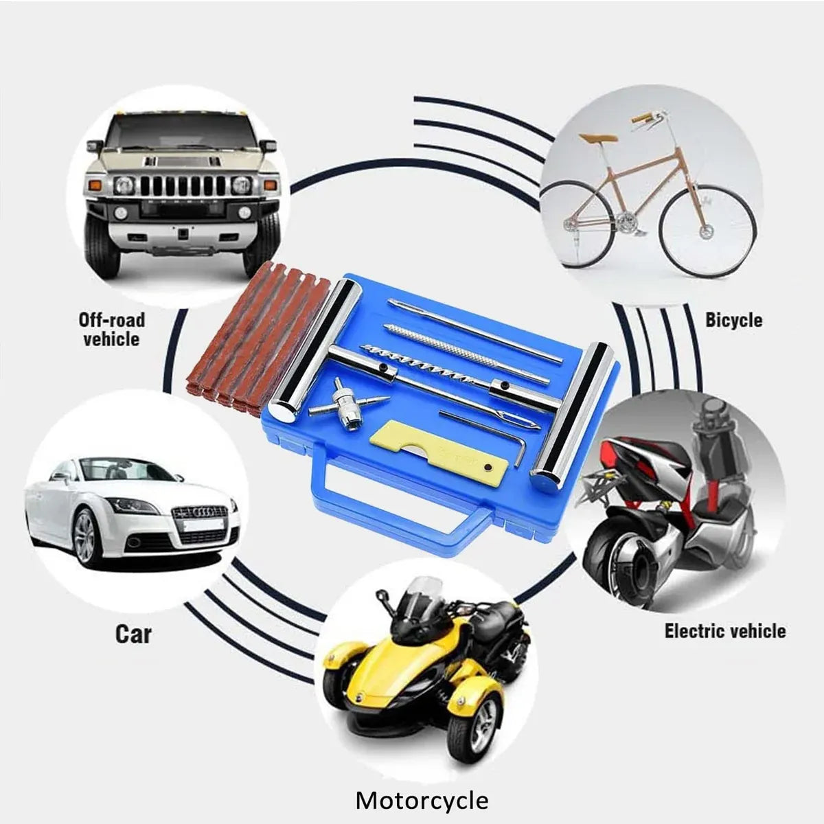 23PCS Car Tire Repair Kit Patch Plug Puncture Emergency for Car Truck Motorbike