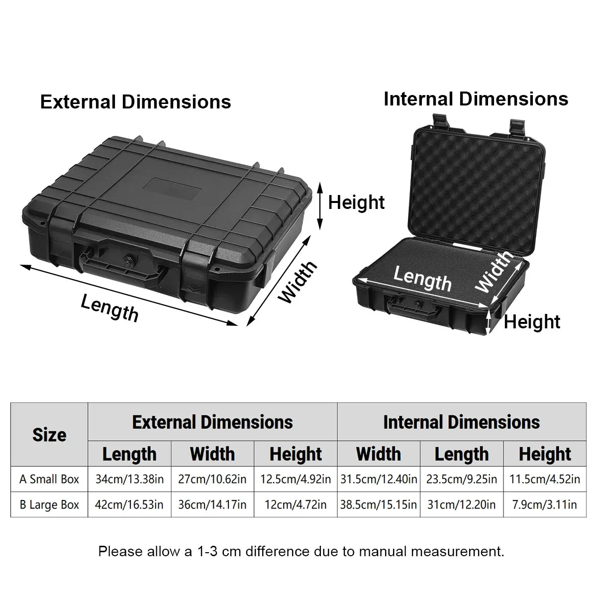 2 Sizes Plastic Equipment Box Portable Power Storage Customized Watch Toolbox - B Large Box