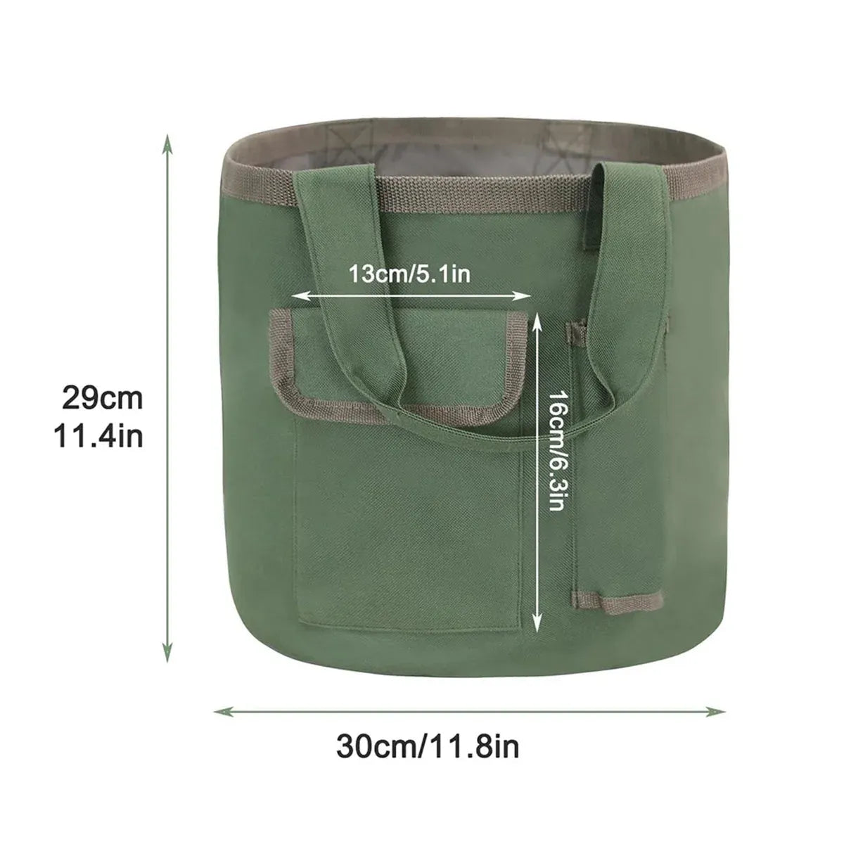 Waterproof Green Canvas Tool Storage Bag Portable Garden Bucket Organizer Use