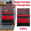 49PCS Plastic Tool Storage Box Wall Organizer Parts Cabinet Hanging Toolbox Use