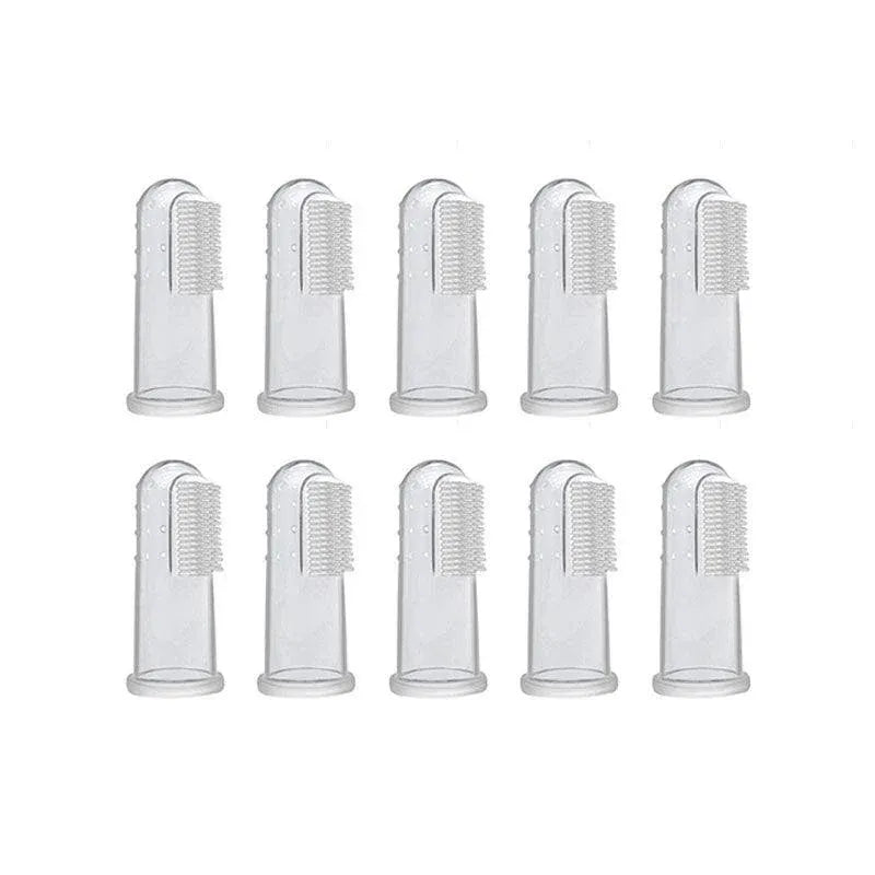 10PCS Pet Finger Toothbrush Soft Silicone Dog and Cat Teeth Cleaning Tool