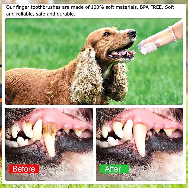 10PCS Pet Finger Toothbrush Soft Silicone Dog and Cat Teeth Cleaning Tool