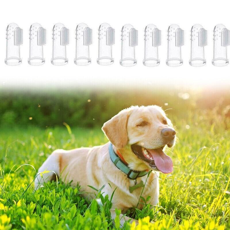 10PCS Pet Finger Toothbrush Soft Silicone Dog and Cat Teeth Cleaning Tool