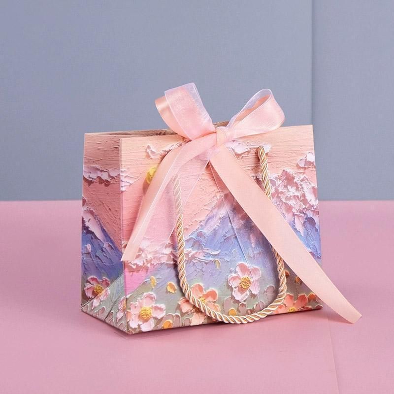 10pcs Oil Painting Gift Paper Bags for Birthday and Holiday Gift Packaging Tote - M