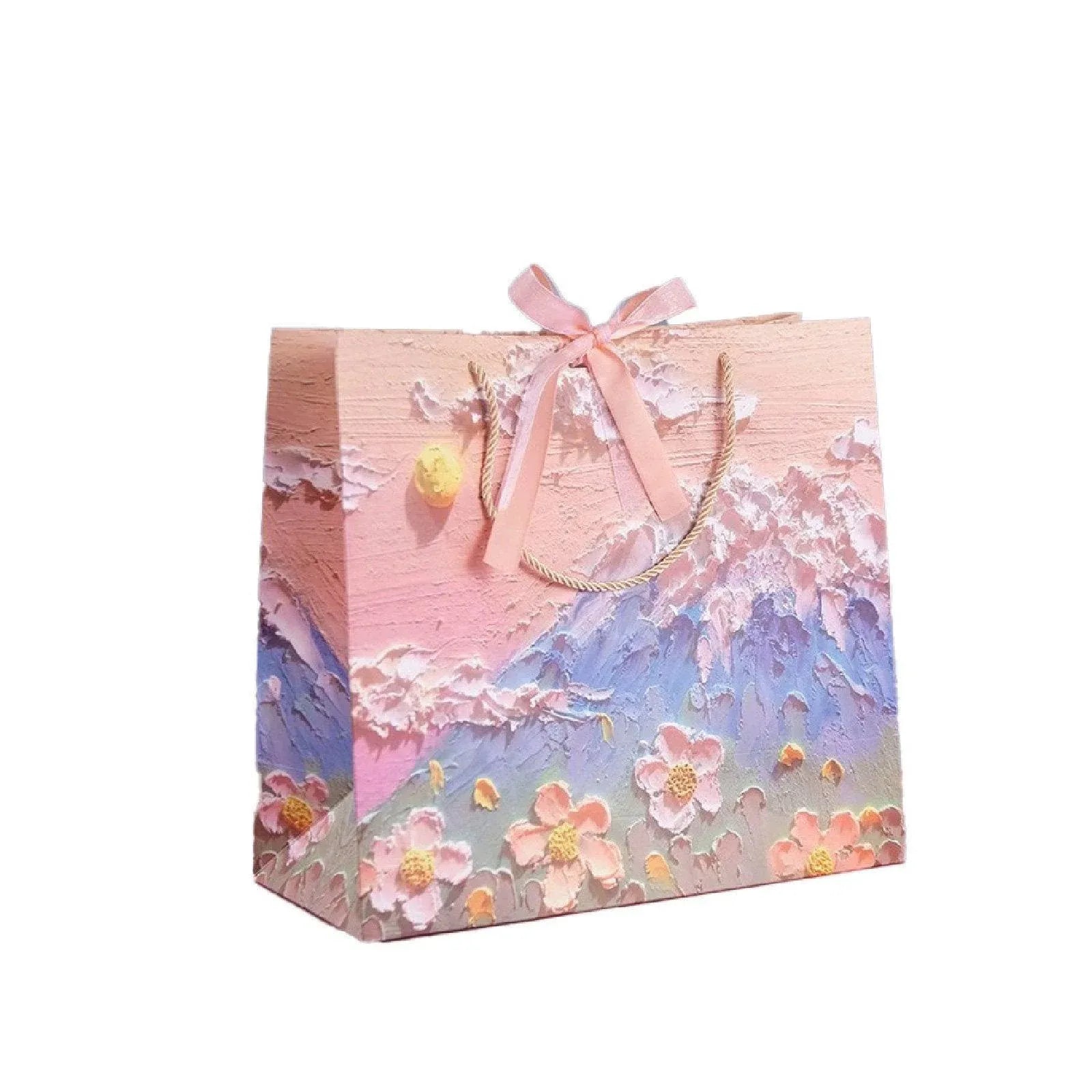 10pcs Oil Painting Gift Paper Bags for Birthday and Holiday Gift Packaging Tote - S