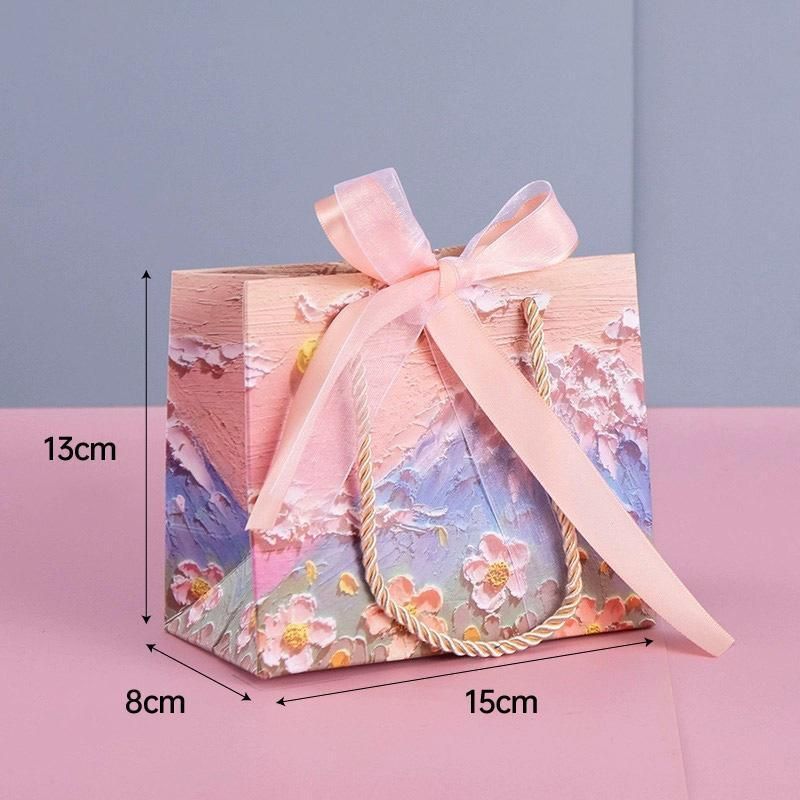 10pcs Oil Painting Gift Paper Bags for Birthday and Holiday Gift Packaging Tote - S