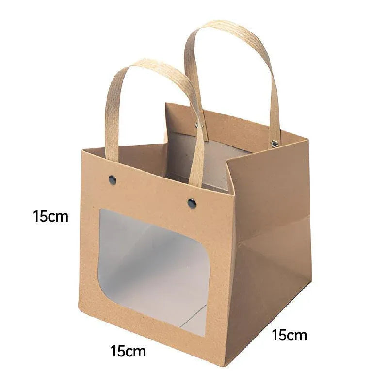 Square Paper Bags Standard Kraft Material Sturdy Multipurpose Available 3 Sizes - 25pcs-10*10*10cm