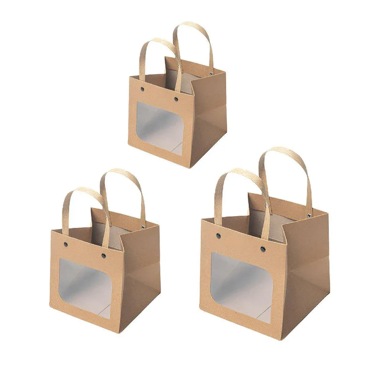 Square Paper Bags Standard Kraft Material Sturdy Multipurpose Available 3 Sizes - 25pcs-15*15*15cm