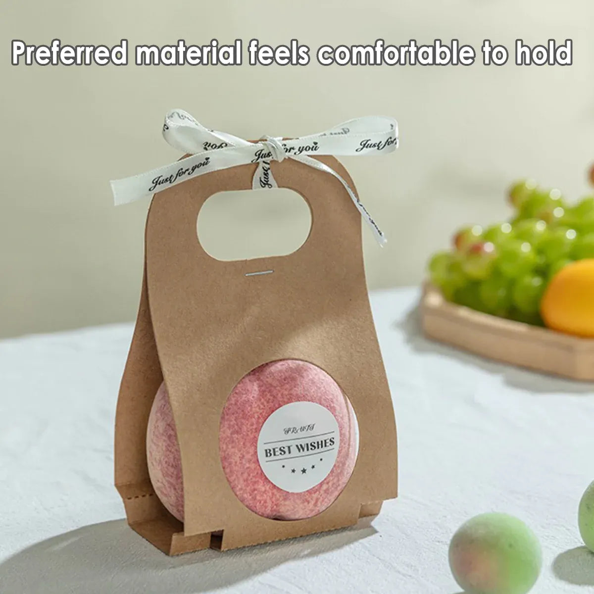 50PCS Kraft Paper Packaging Box Fruit Gift Bag Single Double Handle for Party - 17.5x16cm