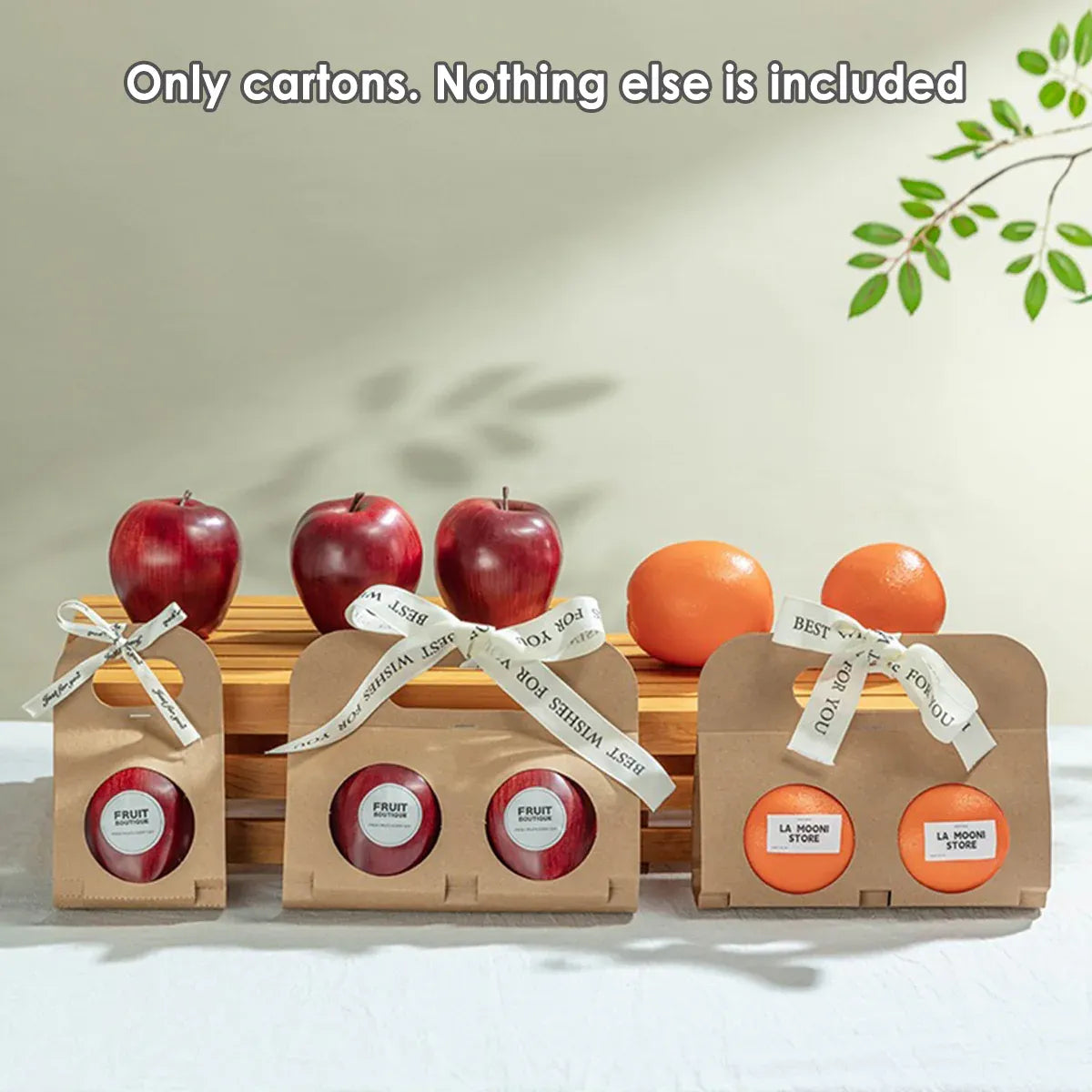 50PCS Kraft Paper Packaging Box Fruit Gift Bag Single Double Handle for Party - 9x16cm