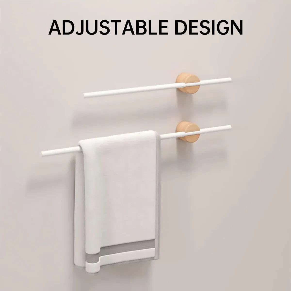 Minimalist Adjustable No-Drill Extendable Towel Rail for Bathroom Home Organizer - 60cm