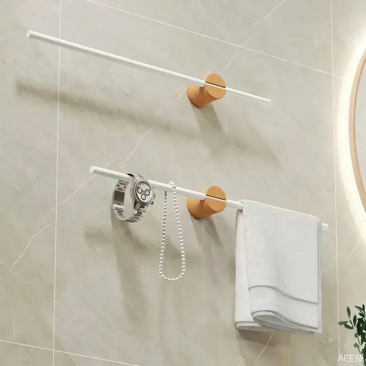 Minimalist Adjustable No-Drill Extendable Towel Rail for Bathroom Home Organizer - 60cm