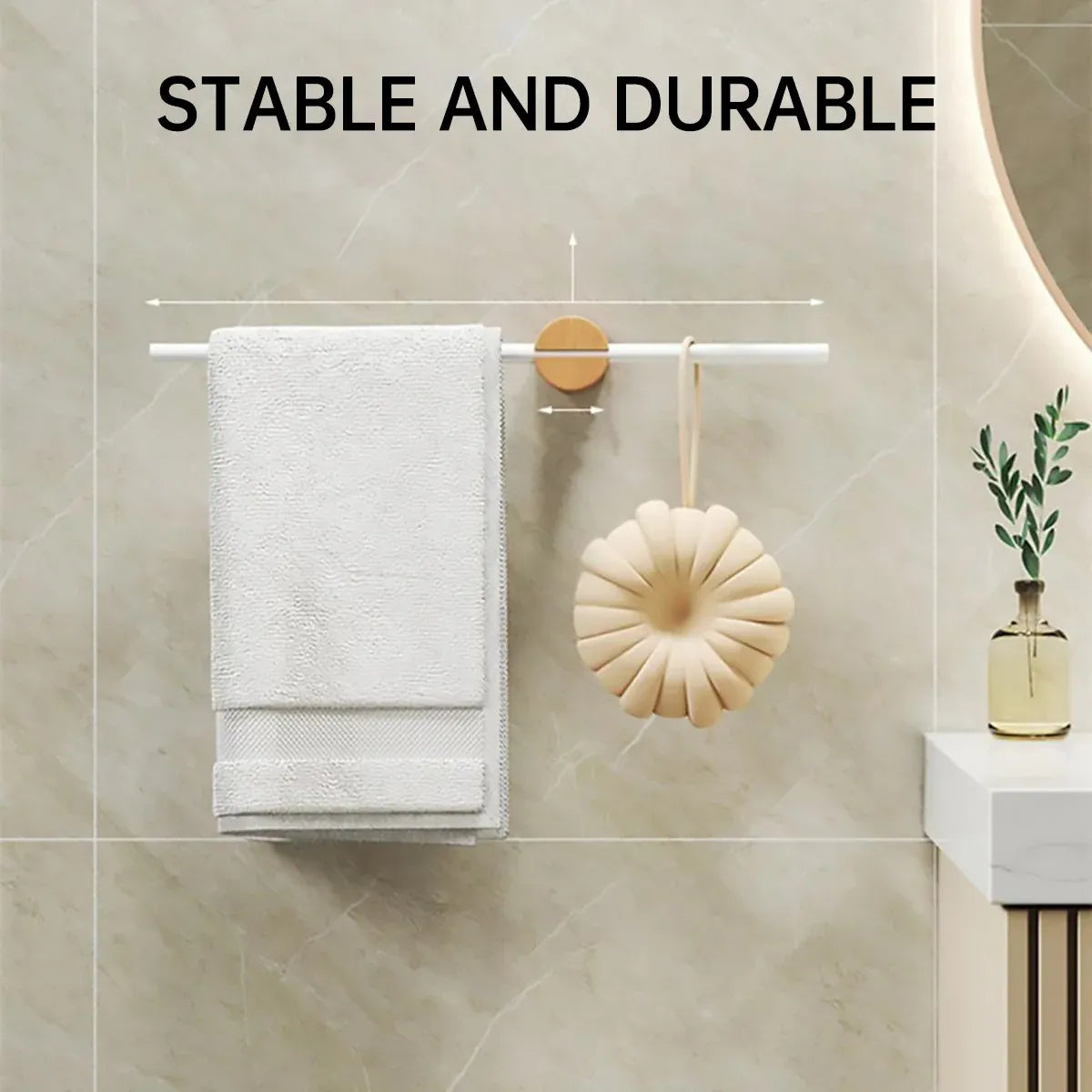 Minimalist Adjustable No-Drill Extendable Towel Rail for Bathroom Home Organizer - 60cm