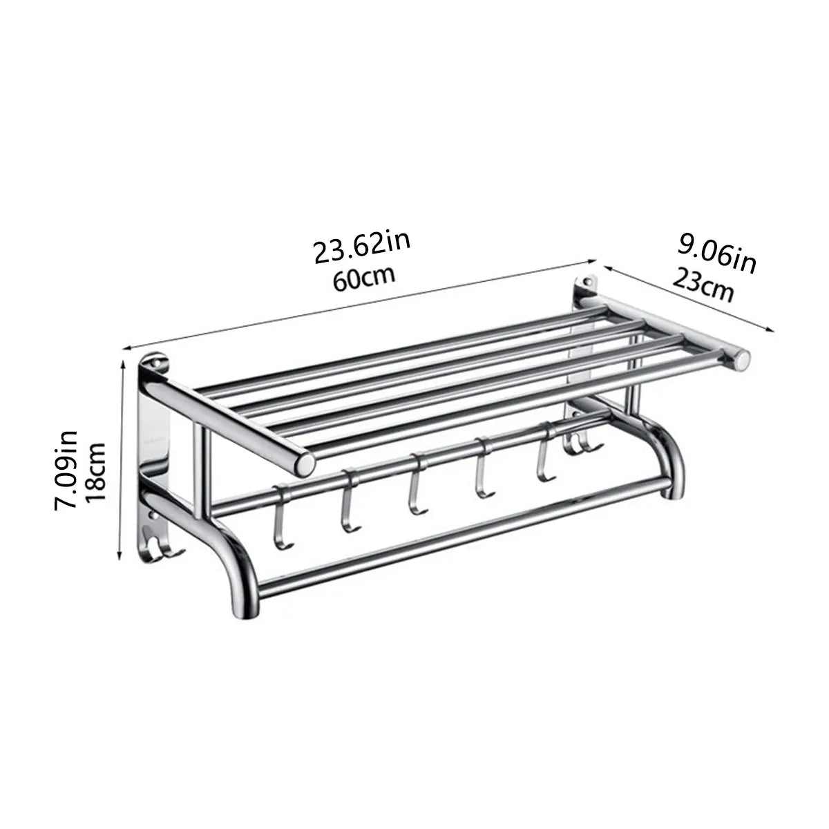 Towel Rack Bathroom Hotel Rail Holder Stainless Steel Wall Mounted Storage Shelf