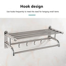 Towel Rack Bathroom Hotel Rail Holder Stainless Steel Wall Mounted Storage Shelf