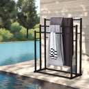3 Bar Metal Floor-Standing Towel Rack 80x32.5x90cm Durable for Bathroom Bedroom