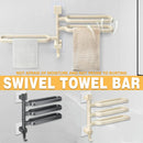 Punch-free Towel Rack Basic Model Rotatable Multi-rod Bathroom Toilet Towel Hang - Grey