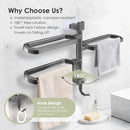 Punch-free Towel Rack Basic Model Rotatable Multi-rod Bathroom Toilet Towel Hang - White