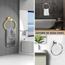 Bathroom Towel Rack Wall Mounted Towel Ring Black Toilet Paper Holder Shelf - Gold