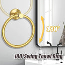 Bathroom Towel Rack Wall Mounted Towel Ring Black Toilet Paper Holder Shelf - Gold