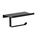 304 Stainless Steel Toilet Paper Holder Non-perforated Roll with Phone Rack - Black