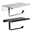 304 Stainless Steel Toilet Paper Holder Non-perforated Roll with Phone Rack - Black