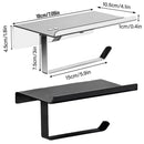 304 Stainless Steel Toilet Paper Holder Non-perforated Roll with Phone Rack - Black