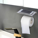 304 Stainless Steel Toilet Paper Holder Non-perforated Roll with Phone Rack - Black