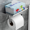 304 Stainless Steel Toilet Paper Holder Non-perforated Roll with Phone Rack - Black