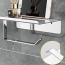 304 Stainless Steel Toilet Paper Holder Non-perforated Roll with Phone Rack - Black