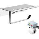304 Stainless Steel Toilet Paper Holder Non-perforated Roll with Phone Rack - Black