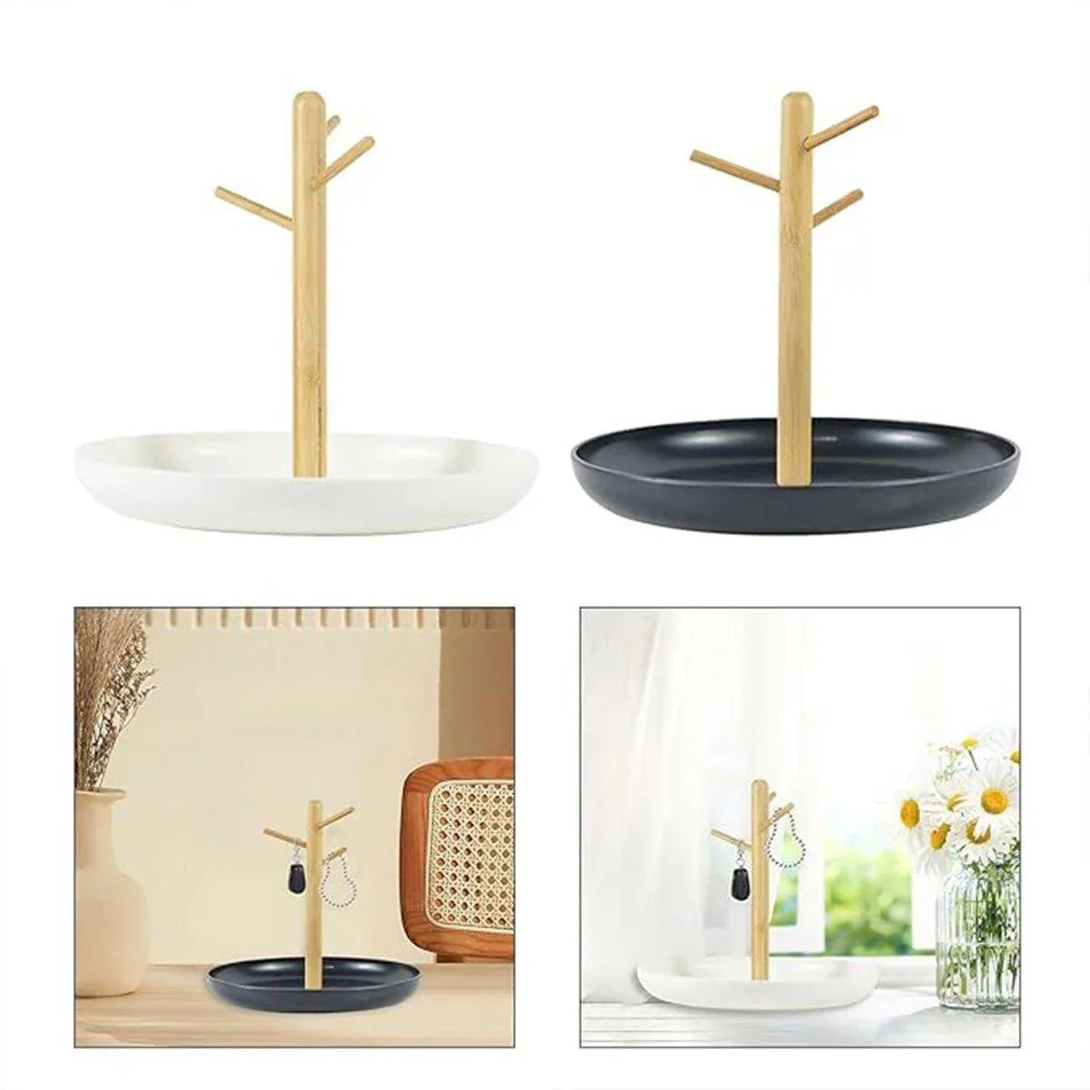Branch Tray Desktop Storage Organizer Key Holder Rack for Living Room Entryway - White