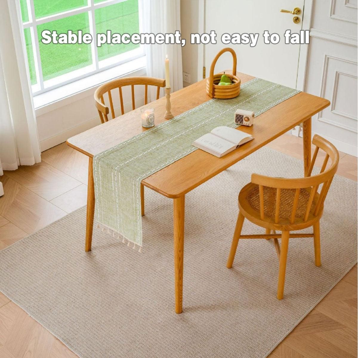 Solid Colour Woven Hollow Fringe Table Runner Home Dining Tablecloth Decoration - 33x183cm-Green