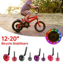 12–20 Inch Bike Training Wheels Flashing PVC Silent Stabilizer Auxiliary Support - Black