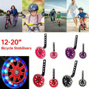 12–20 Inch Bike Training Wheels Flashing PVC Silent Stabilizer Auxiliary Support - Red
