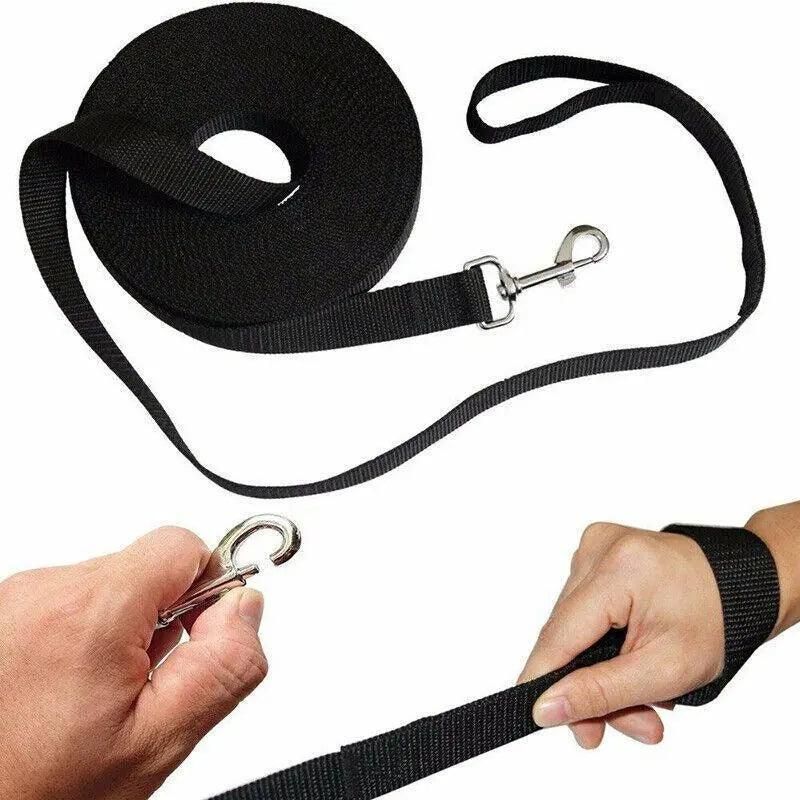 50Ft/15M Long Dog Lead Pet Puppy Leash Training Obedience Recall Walk Tracking - Black