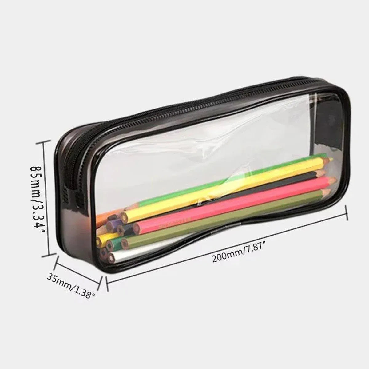 8PCS Waterproof Transparent Zipper Pencil Case Cosmetic Stationery Organizer Bag