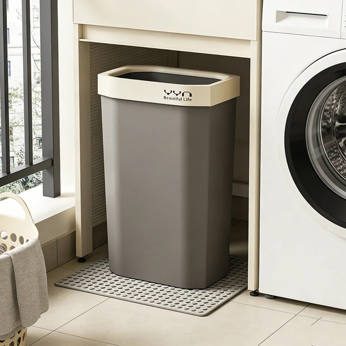 40L Large Capacity Garbage Bin Trash Can Kitchen Bathroom Bin Waste Bin Durable