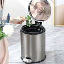 Trash Can Double Layer Foot Pedal Design with Lid Household Bin Kitchen Bathroom - Black