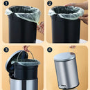 Trash Can Double Layer Foot Pedal Design with Lid Household Bin Kitchen Bathroom - Black