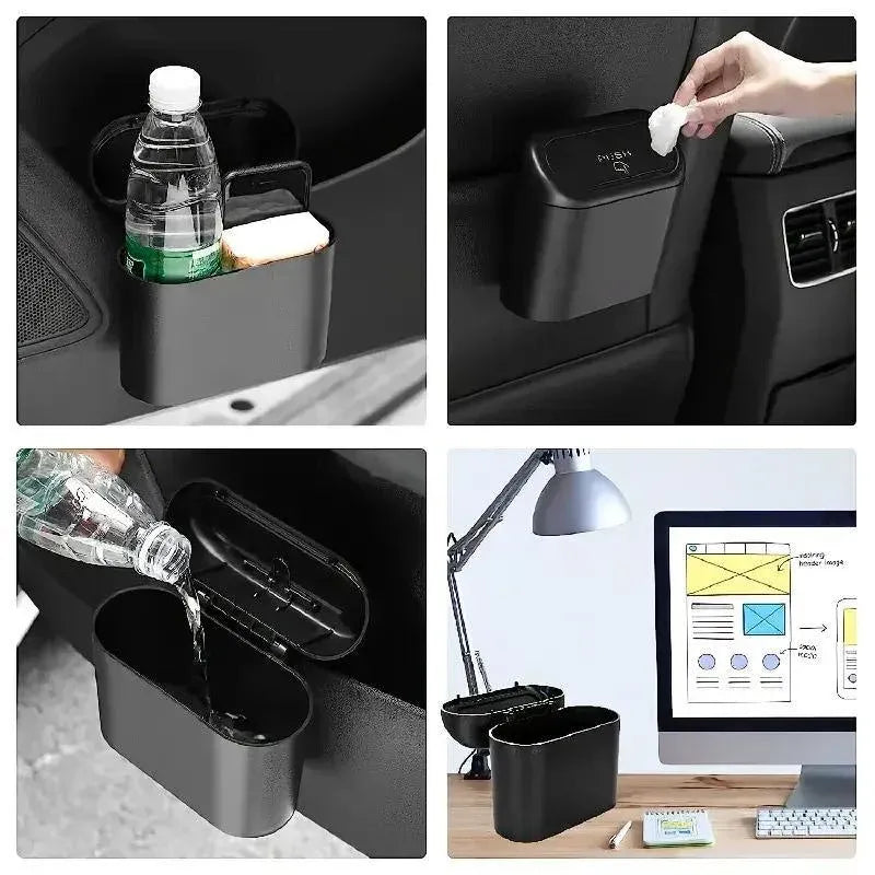 Car Wastebasket Door Mounted Multifunctional Storage Box Trash Bin Organizer - Pink