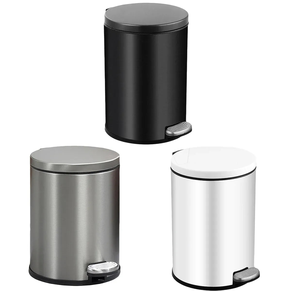 Trash Can Double Layer Foot Pedal Design with Lid Household Bin Kitchen Bathroom - White